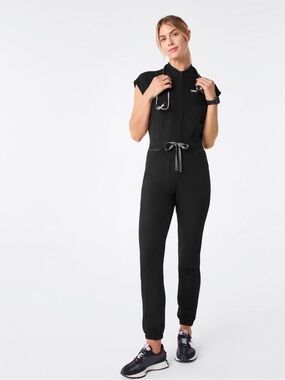 Figs Women's Black Scrub Jumpsuit - Professional Slim Fit